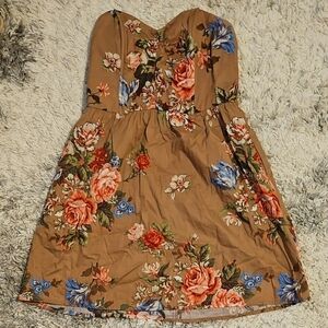Xhilaration Multicolor Strapless Floral Dress, Size M